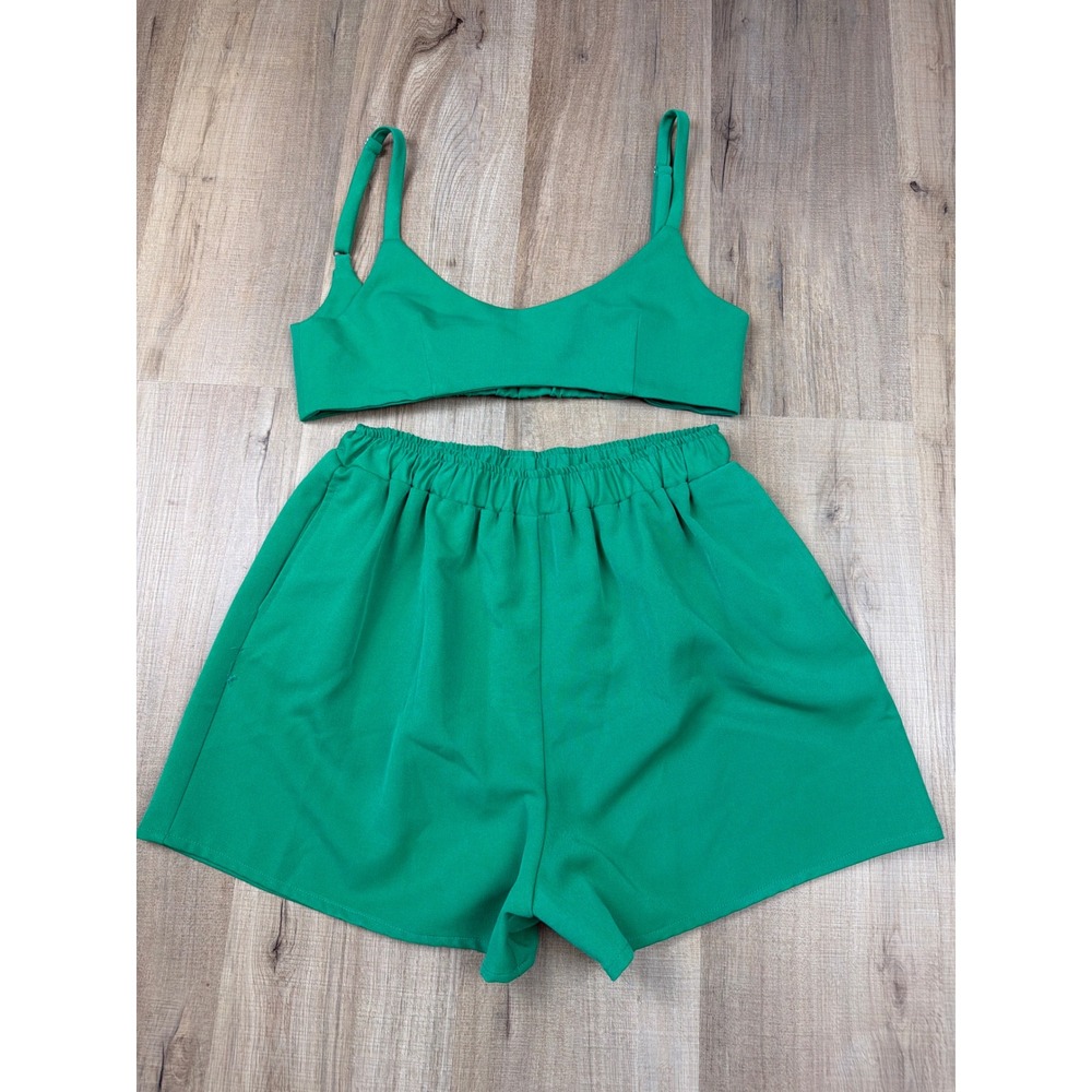 Kimberly Taylor x Curio Faena Bazaar Green 2 Piece Set Crop Top Shorts‎ Medium